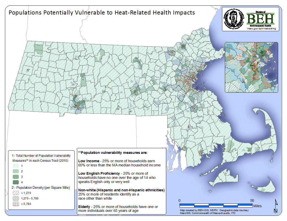 Map showing vulnerable populations for Massachusetts