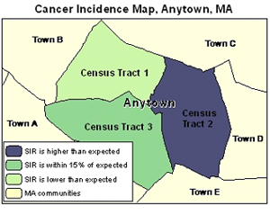 Sample map of a Cancer SIR being displayed